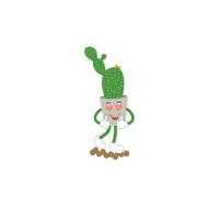 Cactus character. Vector illustration. Vector color sticker for teen with funny cartoon character. Hand drawn illustration with cool smiling cactus in comics style