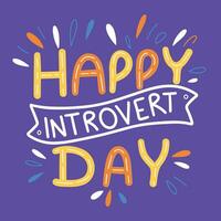 mundo introvertido día texto bandera. escritura texto mundo introvertido día letras. mano dibujado vector Arte.
