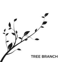 Silhouette tree branch. Bush silhouette isolated on white background with a lot of leaves. Decoration design element. Vector illustration