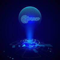 Hologram of circuit key fingerprint. Futuristic HUD elements. Sci fi futuristic user interface. Vector illustration