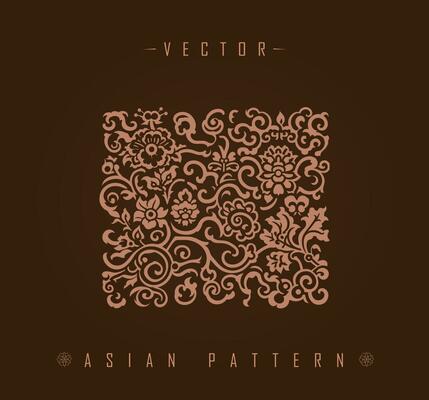 Traditional Asian Floral Square Vector Pattern