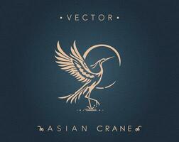 Crane with Elegant Plumage Vector