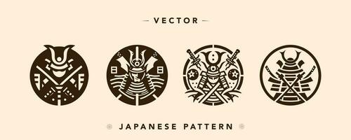 Abstract Japanese Warrior Masks Vector Collection