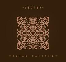 Ornate Asian Square Pattern with Geometric Accents vector
