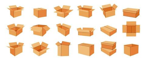 Set of empty shipping boxes vector