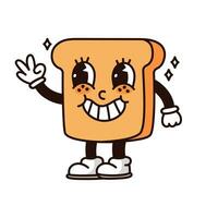 Cute groovy bread character vector