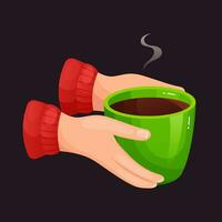 Cup hands. On a dark background vector