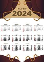 Vector Template Calendar 2024 Brown Abstract Themes