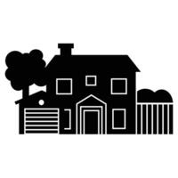 farm house silhouette isolated icon vector illustration design  black and white style. Outdoor design of house in black color
