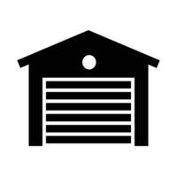 garage icon on white background. vector illustration. flat style. Outdoor design of house in black color