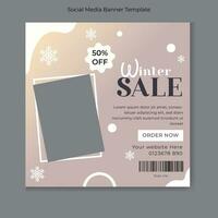 Winter sale social media post design. Social media banner template free . vector