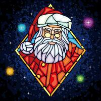 vector illustration of Santa Claus with diamond border, stained glass style