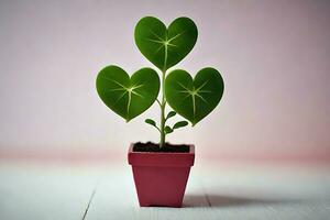 AI generated cute green heart leaves plant in a pot photo