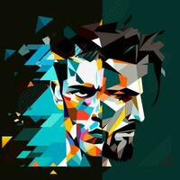 Human face of a man in an abstract style, cubic portrait drawing for graphics, poster, banner. vector