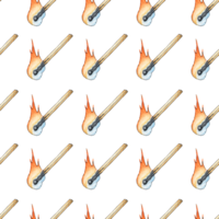 Watercolor illustration of a simple pattern of a burning match. Get the flame. Light the fire. Burnt wooden stick. Hand drawn doodles. Isolated . Drawn by hand. png