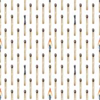 Watercolor illustration of vertical matchstick pattern. Get the flame. Light the fire. Burnt wooden stick. Hand drawn doodles. Isolated . Drawn by hand. png