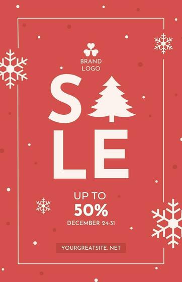Red Minimalis Christmas Sale Poster