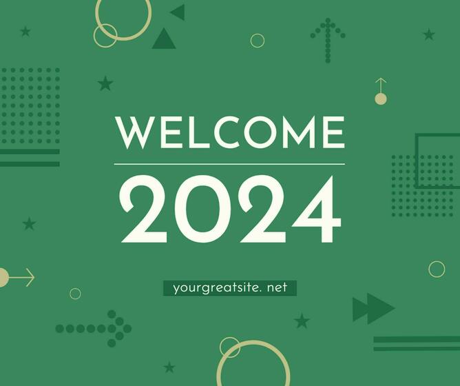Green New Year Greeting Facebook Post