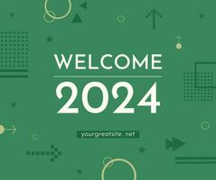 Green New Year Greeting Facebook Post template