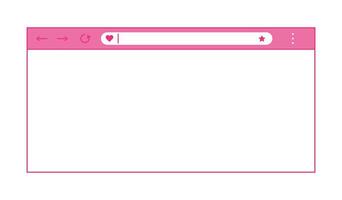 Pink web browser window with heart in flat style. Vector illustration