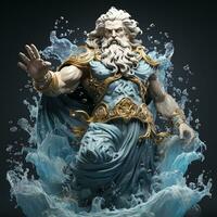 AI generated 3D cartoon of an water god photo