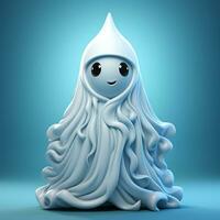 AI generated 3D cartoon of an white ghost photo