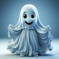 AI generated 3D cartoon of an white ghost photo