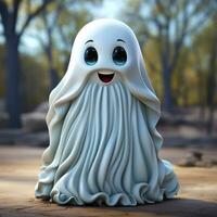 AI generated 3D cartoon of an white ghost photo