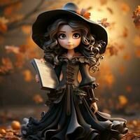 AI generated 3D cartoon of an witch photo