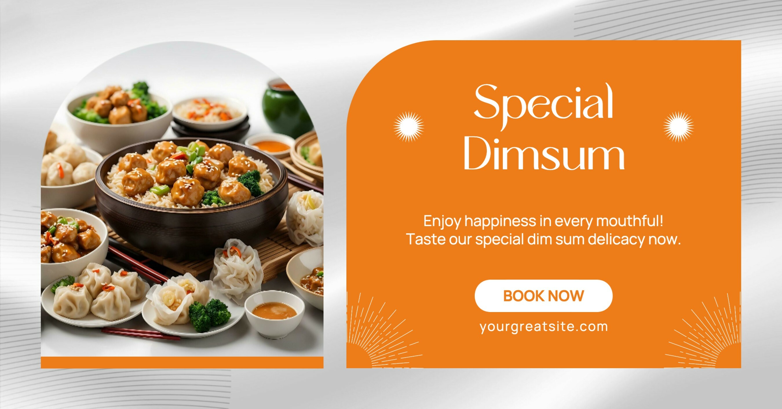 orange minimalist dimsum promotion facebook ads templates