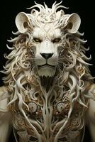 AI generated 3D cartoon lion bones photo