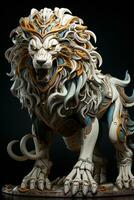 AI generated 3D cartoon lion bones photo