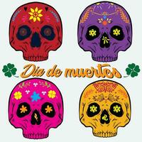 flat skull illustration, mexican skull line art, day of the dead skull, day of the dead celebration skull, mexican tradition. vector