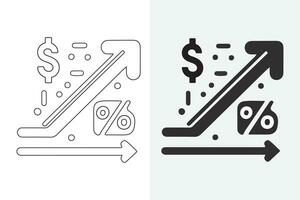 íconos representando porcentaje crecimiento y disminución son metido. valores vector colección de por ciento, flecha, arriba, abajo, y línea estilo símbolos