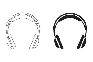 Various headphones illustrated in a set of vectors