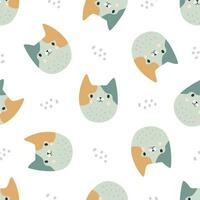 Seamless vector pattern. Cute cat faces. Pattern on white background for children's products