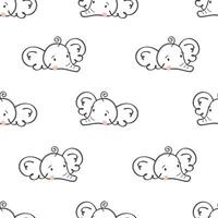 Seamless vector pattern. Cute elephant faces in doodle style. Hand drawn drawing