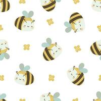 Seamless vector pattern. Cute bees and daisies. Pattern on white background for children's products