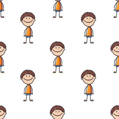 Seamless vector pattern in doodle style. Hand drawn man