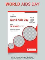 world AIDS day awareness ribbon and the text on red background. Healthcare and medicine concept. vector