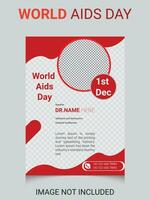 world AIDS day awareness ribbon and the text on red background. Healthcare and medicine concept. vector