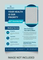 healthcare cover a4 template design and flat icons for a report and medical brochure design, flyer, leaflets decoration for printing and presentation vector