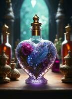 AI generated Creativity crystal heart with golden crown happy Valentine's day wallpaper photo