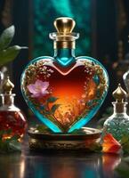 AI generated Creativity crystal heart with golden crown happy Valentine's day wallpaper photo