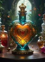 AI generated Creativity crystal heart with golden crown happy Valentine's day wallpaper photo