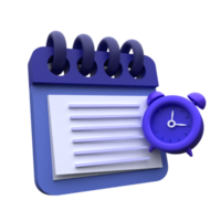 uniek 3d renderen kalender alarm klok planning concept icon.realistisch vector illustratie png