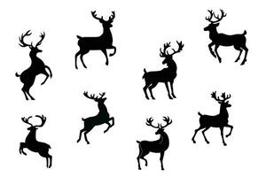 Set of Christmas deer silhouettes. Christmas deer vectors. vector