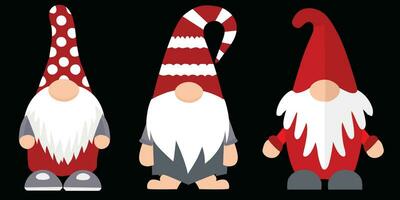 Set of Christmas gnomes. Flat vector illustrations.