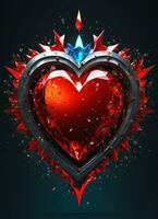 AI generated Creativity crystal heart with golden crown happy Valentine's day wallpaper photo