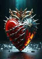 AI generated Creativity crystal heart with golden crown happy Valentine's day wallpaper photo